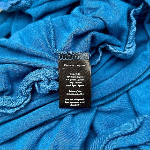 Anthropologie Deletta Pezza Dress Teal Blue Ruched Jersey Cowl Neck Size Small S - Picture 11 of 12